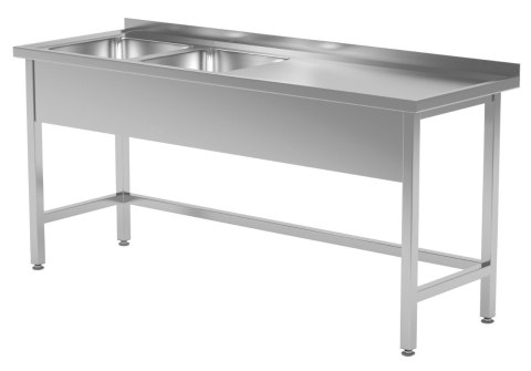 Stół Nierdzewny Gastronomiczny Z 2 Zlewami 140x60x85 Polgast 220146 Stół Nierdzewny Gastronomiczny Z 2 Zlewami 140x60x85 Polgast 220146