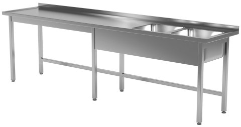 Stół Nierdzewny Gastronomiczny Z 2 Zlewami 270x70x85 Polgast 221277-6 Stół Nierdzewny Gastronomiczny Z 2 Zlewami 270x70x85 Polgast 221277-6