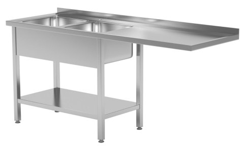 Stół Nierdzewny Gastronomiczny Z 2 Zlewami + Miejsce Na Zmywarkę 220x70x85 Polgast 241227 Stół Nierdzewny Gastronomiczny Z 2 Zlewami + Miejsce Na Zmywarkę 220x70x85 Polgast 241227