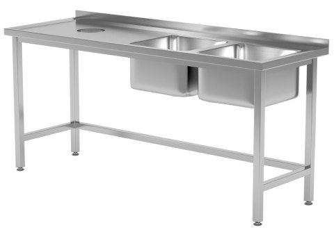 Stół Nierdzewny Gastronomiczny Z 2 Zlewami + Otwór 180x70x85 Polgast 246187 Stół Nierdzewny Gastronomiczny Z 2 Zlewami + Otwór 180x70x85 Polgast 246187