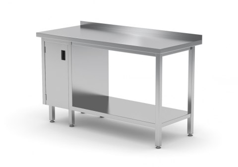 Stół Nierdzewny Gastronomiczny Z Półką I Szafką 90x70x85 Polgast 126097 Stół Nierdzewny Gastronomiczny Z Półką I Szafką 90x70x85 Polgast 126097