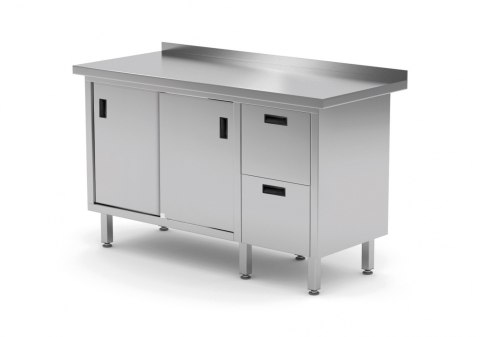 Stół Nierdzewny Gastronomiczny Z Szafką + 2 Szuflady 120x70x85 Polgast 130127 Stół Nierdzewny Gastronomiczny Z Szafką + 2 Szuflady 120x70x85 Polgast 130127