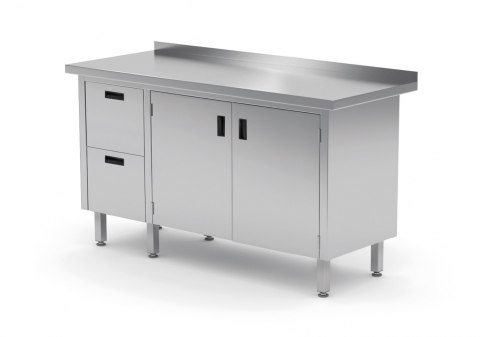 Stół Nierdzewny Gastronomiczny Z Szafką + 2 Szuflady 140x70x85 Polgast 132147 Stół Nierdzewny Gastronomiczny Z Szafką + 2 Szuflady 140x70x85 Polgast 132147