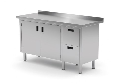 Stół Nierdzewny Gastronomiczny Z Szafką + 2 Szuflady 140x70x85 Polgast 132147 Stół Nierdzewny Gastronomiczny Z Szafką + 2 Szuflady 140x70x85 Polgast 132147