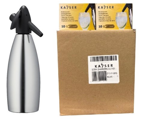 Syfon do wody sodowej INOX 1L + karton naboi | Kayser 3801PL