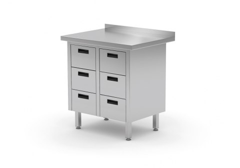 Szafka Nierdzewna Z 6 Szufladami 83x60x85 Polgast 121086-6 Szafka Nierdzewna Z 6 Szufladami 83x60x85 Polgast 121086-6