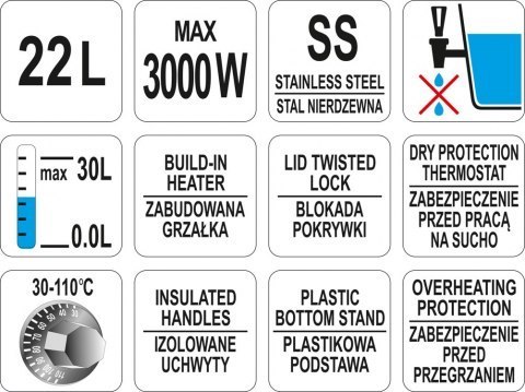 Warnik do Wody Podgrzewacz Bufetowy 20l 3000W Yato YG-04324