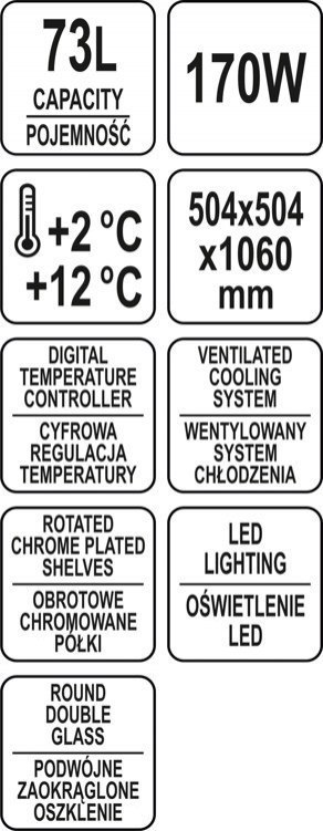 Witryna Chłodnicza 73l Wym: 50x50x106 Yato YG-05090