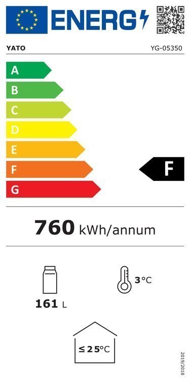 Witryna Chłodnicza do Butelek 1-Drzwiowa Czarna Yato YG-05350