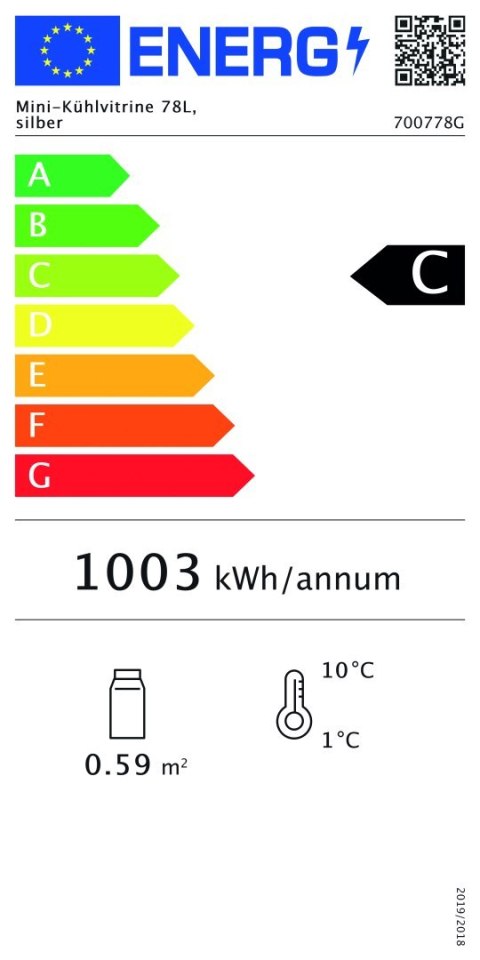 Witryna Chłodnicza 78l 4-Poziomy Srebrna Bartscher 700578g