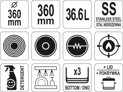 Profesjonalny Garnek Z Pokrywką Gastronomiczny Stalowy 36,6l Yato Yg-00007