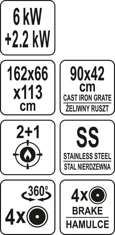 Grill Gazowo-Węglowy Nierdzewny 8,2 kW Yato Yg-20030_23