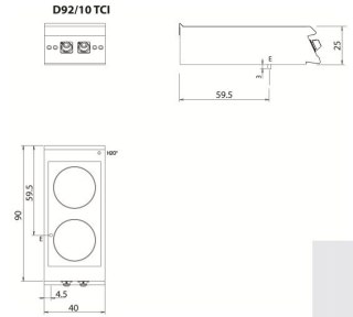 Kuchnia indukcyjna, 10 kW, bez podstawy, 2 pola, Diamante 90, Olis