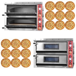 Duży piec do pizzy 2-poziomowy 400V 24,6kW 1080x1080 18x Ø36cm 220kg