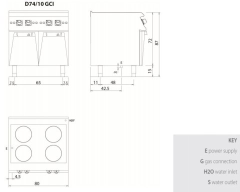 OLIS | Kuchnia indukcyjna 4-palnikowa na podstawie 14 kW Diamante 700