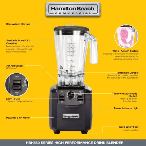 Profesjonalny Blender Barmański HBH550-CE Fury® Hamilton Beach - Perfekcyjny