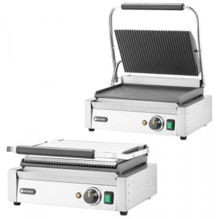 Grill Kontaktowy Elektryczny Panini Dół Gładki Góra Ryflowana 34x23 Hendi 263662