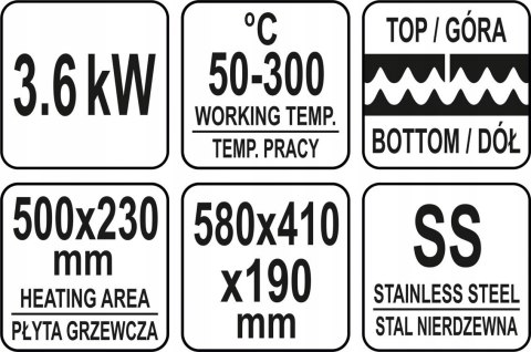 Grill Kontaktowy Elektryczny Ryflowany z Podwójną Płytą Yato YG-04560