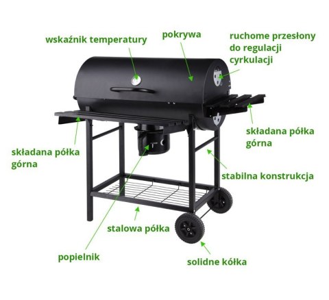 Grill ogrodowy z pokrywą ruszt 71 cm Lund | Yato 99512