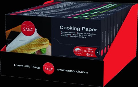 100x Papier Saga Pergaminowy do Gotowania GN 1/2 (330x270 mm) Atest 100x Papier Saga Pergaminowy do Gotowania GN 1/2 (330x270 mm) Atest
