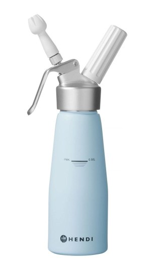 Błękitny Pastelowy Syfon do Bitej Śmietany 0,5l + 10 Naboi N2O Hendi 975862