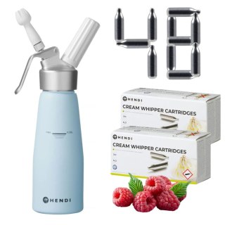 Błękitny Pastelowy Syfon do Bitej Śmietany 0,5l + 48 Naboi N2O Hendi 975862