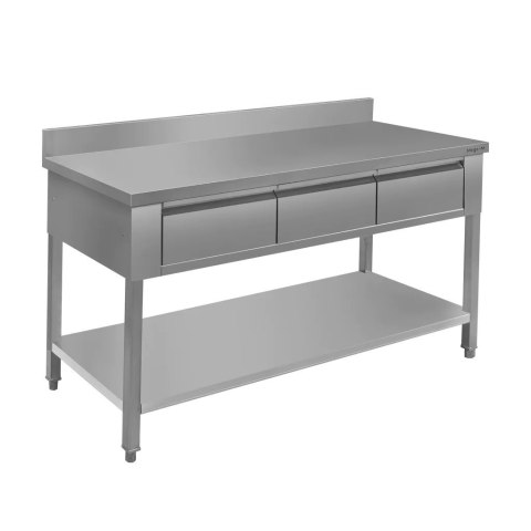 Stół Gastronomiczny Roboczy Z Półką I Szufladami 150x60x85 cm Stal Nierdzewna Stół Gastronomiczny Roboczy Z Półką I Szufladami 150x60x85 cm Stal Nierdzewna
