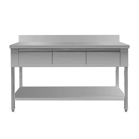Stół Gastronomiczny Roboczy Z Półką I Szufladami 150x60x85 cm Stal Nierdzewna Stół Gastronomiczny Roboczy Z Półką I Szufladami 150x60x85 cm Stal Nierdzewna