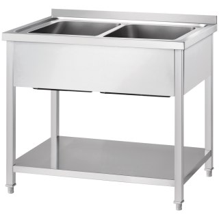 Stół Nierdzewny z 2 Zlewami i Półką 1200x600x850 Gredil 673726