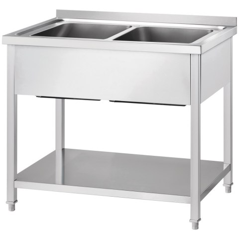 Stół Nierdzewny z 2 Zlewami i Półką 1200x700x850 Gredil 673727 Stół Nierdzewny z 2 Zlewami i Półką 1200x700x850 Gredil 673727