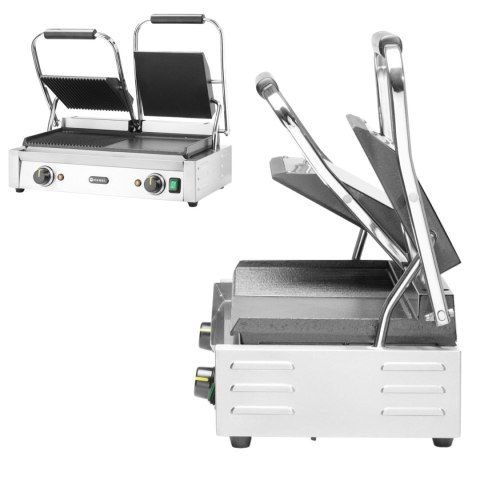 Duży Grill Kontaktowy Elektryczny Podwójny Ryflowany/Gładki Hendi 263907 Duży Grill Kontaktowy Elektryczny Podwójny Ryflowany/Gładki Hendi 263907