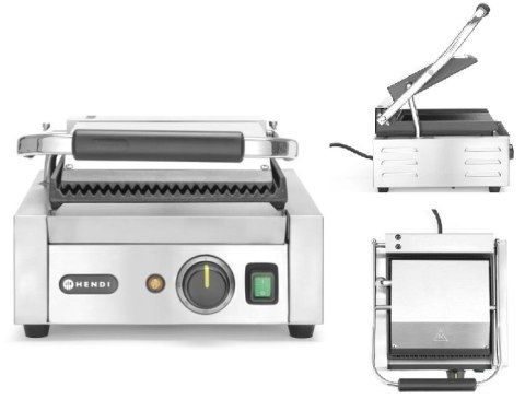 Grill Kontaktowy Elektryczny Ryflowany Pojedynczy 22x23 Hendi 263501 Grill Kontaktowy Elektryczny Ryflowany Pojedynczy 22x23 Hendi 263501