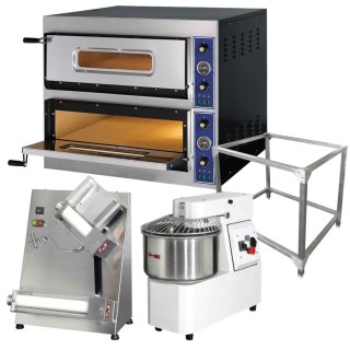 ZESTAW Elektryczny Piec do Pizzy GGF 8x32 z Podstawą + Mieszalnik do Ciasta 22l + Wałkowarka