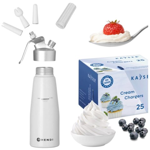 Syfon do Bitej Śmietany Hendi 0,5L + Naboje N2O 25 Sztuk ZESTAW PROMOCYJNY
