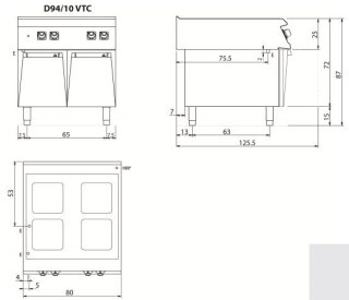 Kuchnia elektryczna ceramiczna, 16 kW, na podstawie, Diamante 90, Olis