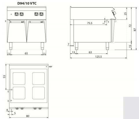 Kuchnia elektryczna ceramiczna, 16 kW, na podstawie, Diamante 90, Olis