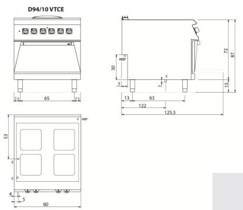 Kuchnia ceramiczna z piekarnikiem elektrycznym, 16+6 kW, Diamante 90, Olis