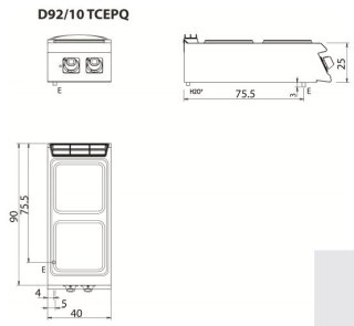 Kuchnia elektryczna 2-palnikowa, bez podstawy, 8 kW, kwadratowe palniki, Diamante 90, Olis